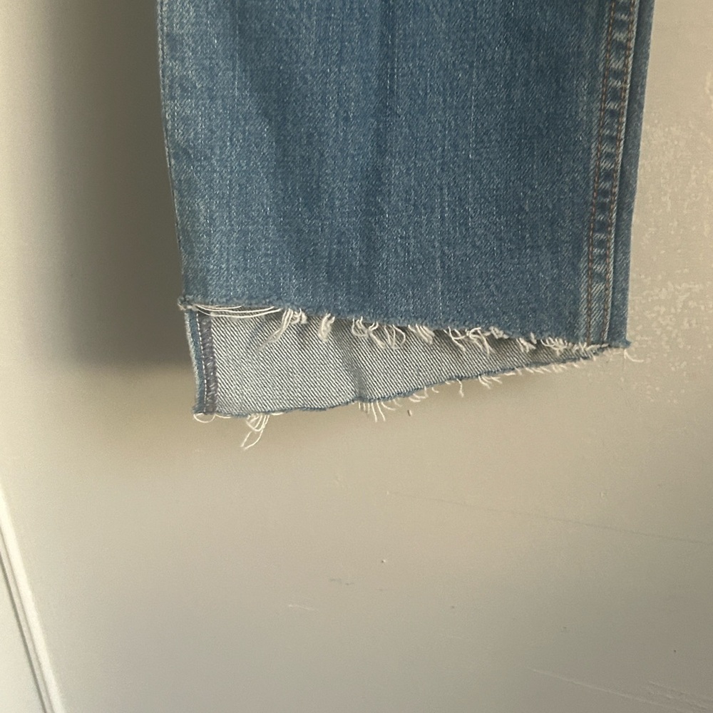 New GRLFRND The Helena Straight Leg Medium Wash Blue Distressed Ankle Denim Jean - Picture 5 of 11
